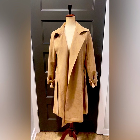 🇺🇸Lulus vegan suede trench coat sz S - Picture 8 of 13